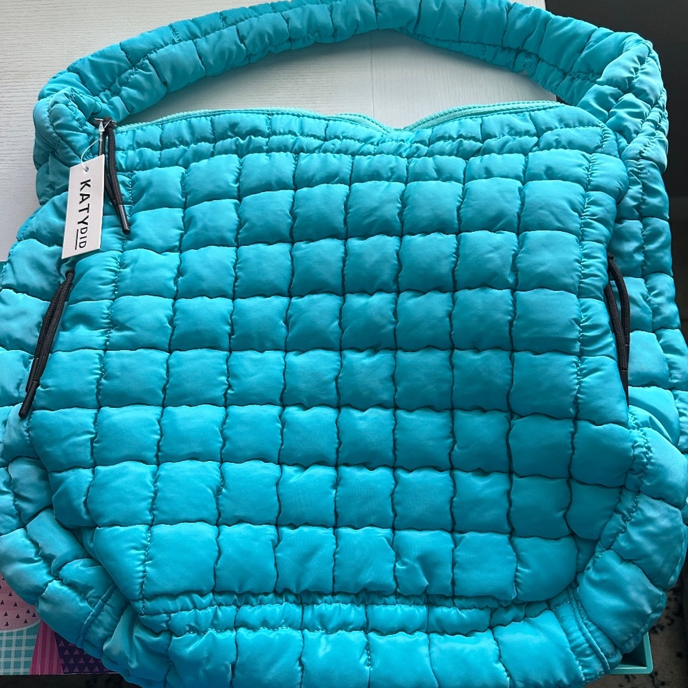 NEW KATYDID  Quilted Puffer bag tote Blue